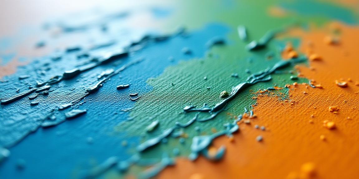 Close up of vibrant acrylic paint textures